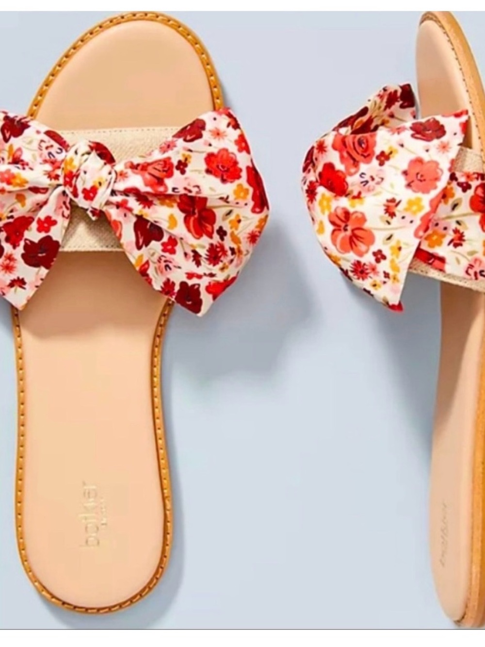 Botkier Slide Sandals with Floral Bow Detail